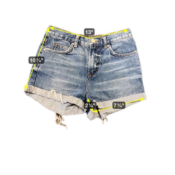 Topshop Moto-Wmns Rosa Shorts-Denim Med Wash-Cuffed Raw Hem Distressed-US 2/UK 6 - Picture 3 of 16